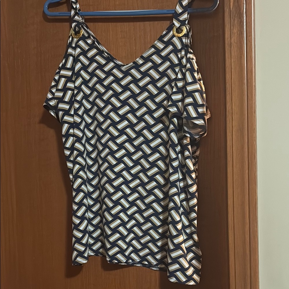 Michael Kors Black and White Geometric Blouse